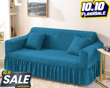 Fluffy Bubble Fabric Sofa Cover - Turquoise
